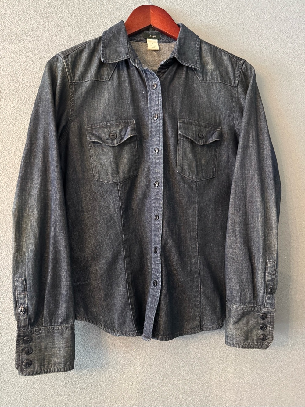J. Crew Women's Dark Wash Denim Button-Down Shirt